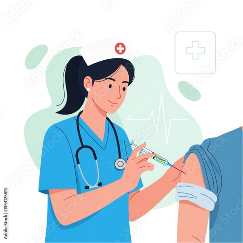 Female Doctor Giving Injection to Patient.