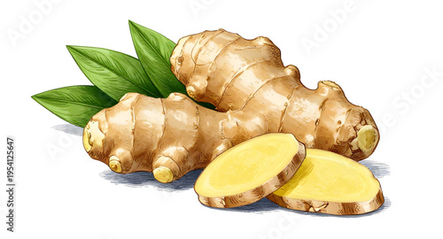 ginger, root, spice, food, fresh, organic, natural, herbal, ingredient, cooking, kitchen, vegetable, nutrition, healthy, plant, vector, isolated