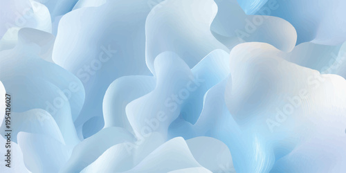 Soft blue ethereal waves seamless pattern with translucent layers for delicate branding and textile design.