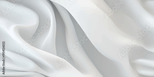 Minimalist white silk fabric texture with soft flowing waves for luxury branding and elegant home decor.