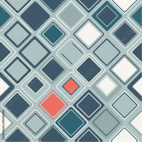 Red Square Standing Out Among Blue Squares.