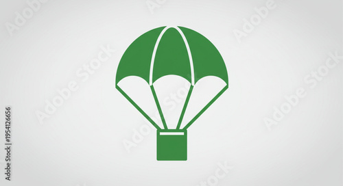 Green Parachute Icon Simple Design Element.