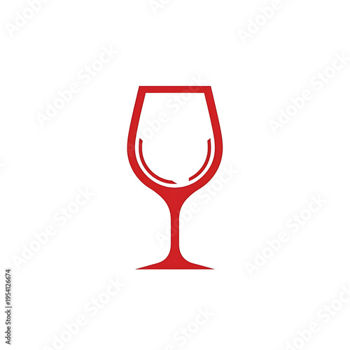 Red Wine Glass Silhouette Illustration.