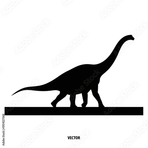 Silhouette of dinosaur walking on platform.