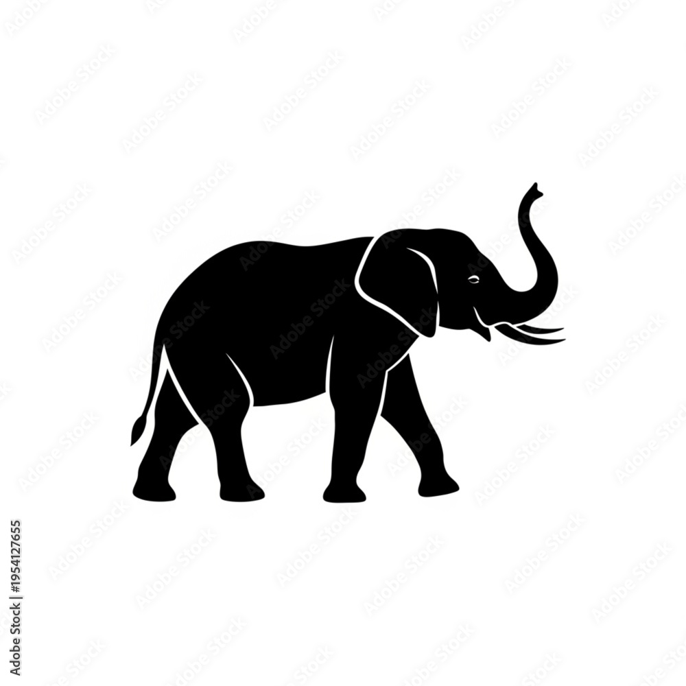 Obraz premium Silhouette of an Elephant Walking.