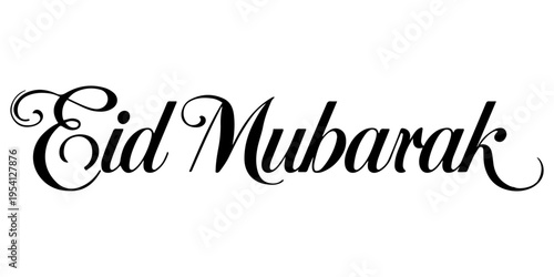 Foto Eid Mubarak elegant black typography on white background