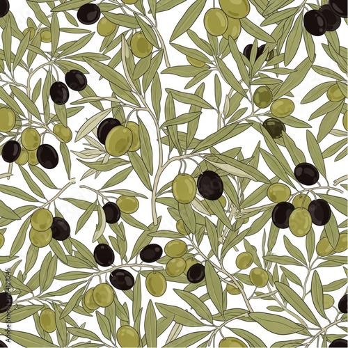 Olive branches with green and black olives.
