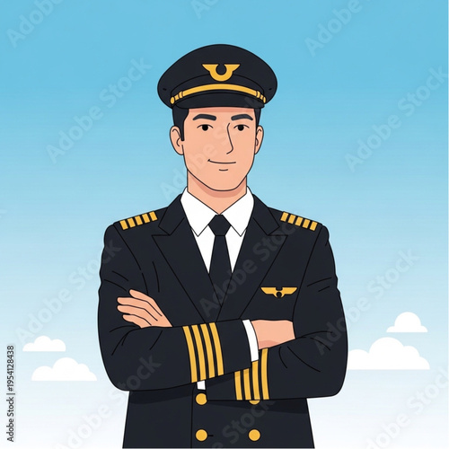 Pilot in Uniform Standing with Confidence.
