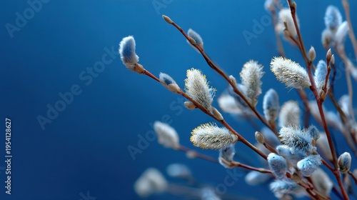spring willow easter blue on a blue background