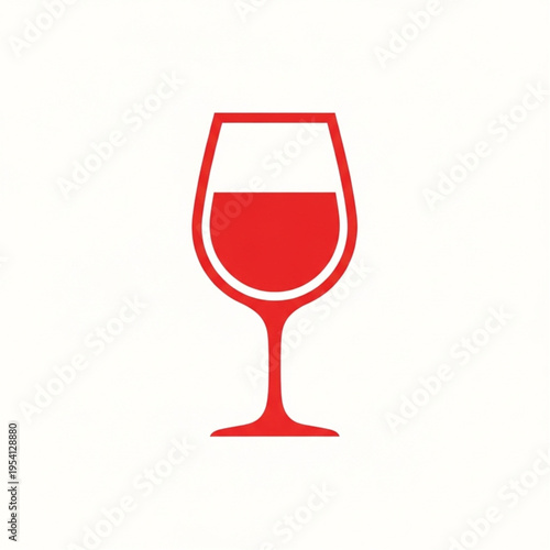 Red Wine Glass Illustration Simple Design.