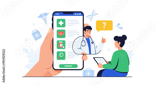 Telemedicine Consultation: Doctor and Patient Interacting via Mobile App for Online Medical Care and Digital Healthcare Services