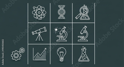 Science and Research Icons - A Collection of Scientific Symbols.