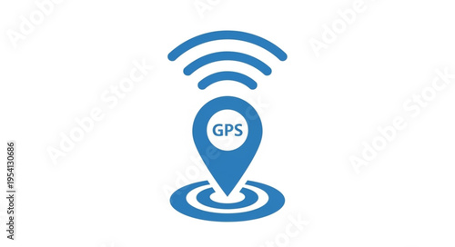 GPS Location Icon with Signal Waves for Navigation and Tracking.