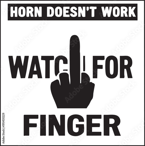 Warning sign with hand gesture indicating horn not working on vehicle dashboard