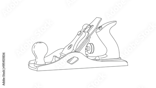Technical line drawing of a traditional woodworking jack plane tool used for smoothing and shaping wood surfaces by hand.