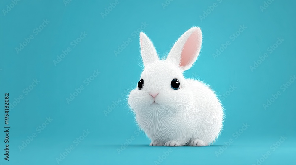 Fototapeta premium bunny illustration blue backdrop on a blue background