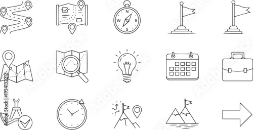 Business Strategy and Career Roadmap Vector Icon Set