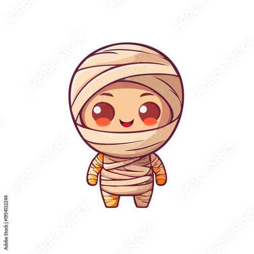 A cute mummy character with a smile