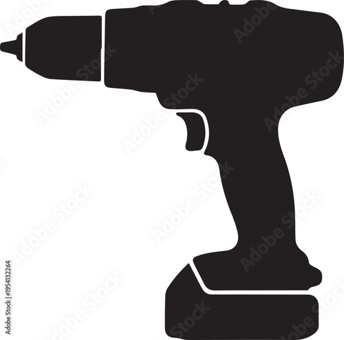 Handheld Power Drill Tool Silhouettes