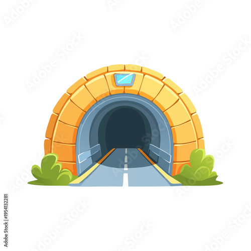 A Cartoon Tunnel with road, a gateway to a new place