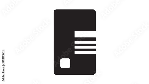 Payment card icon, a dark rectangle with white horizontal stripes and a small square, representing modern banking, credit transactions, and secure financial operations in digital commerce and fintech.