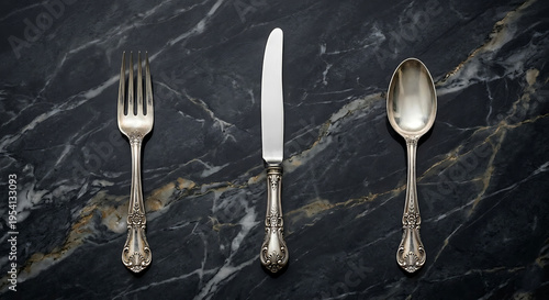 Elegant Vintage Silver Cutlery Set – Isolated Fork, Knife, and Spoon on Multiple Backgrounds