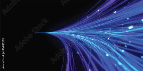 A futuristic abstract blue background features glowing stars and energetic waves of light with motion lines and dark textures to create a bright cosmic wallpaper design