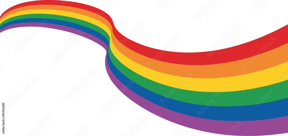 Obraz premium Wavy Rainbow Ribbon on White Background colors pride