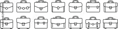 Briefcase and Portfolio Icons Set, briefcase, portfolio, bag, luggage, business, work