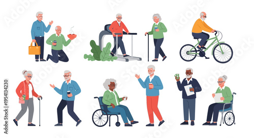 Diverse Senior Citizens: Active Lifestyle, Daily Activities & Healthy Retirement