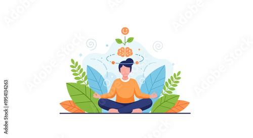 Mindful Meditation for Mental Clarity, Growth, and Stress Relief Illustration