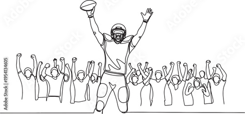 American football player celebrating with teammates