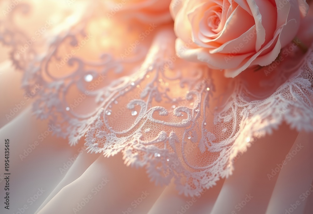 Fototapeta premium Delicate Elegant Bridal Lace Openwork Fashion Accessories with Romantic Patterns and Whimsical Flair