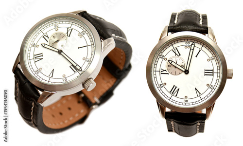 Set of old classic mechanical watches isolated on white background
