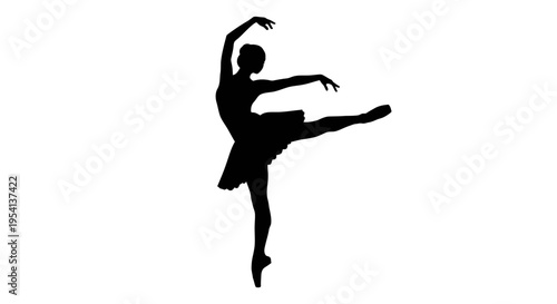 Black Silhouette of a Graceful Ballerina Dancing