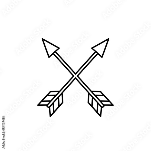 Crossed Arrows Tribal Icon Outline Illustration
