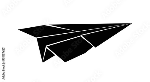 Black Paper Airplane Silhouette Icon