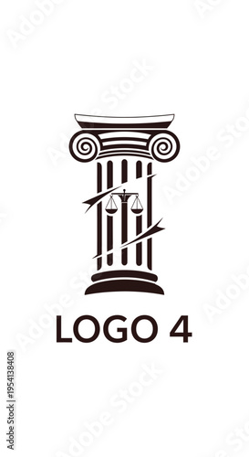 Law Firm Logo Design Featuring Classical Pillar and Scales of Justice