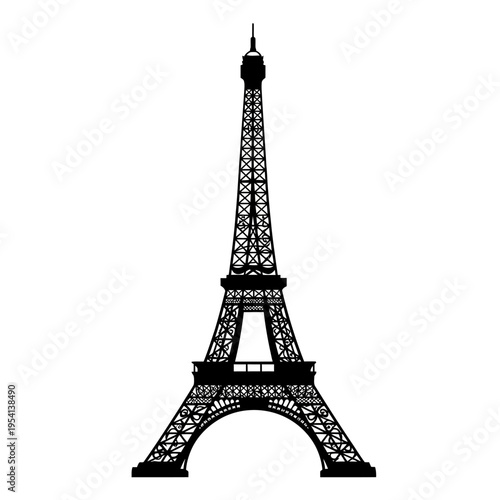 Eiffel Tower Silhouette Vector Illustration