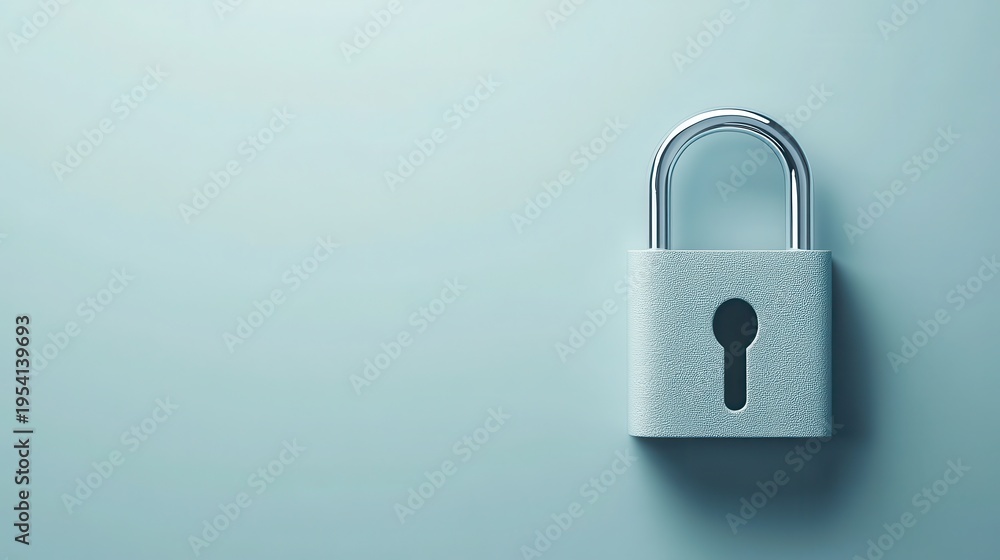 Fototapeta premium A close-up of a digital padlock on a soft blue background, symbolizing secure data access and cybersecurity concepts.