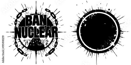 Nuclear weapon vintage military illustration on white background. Atomic bomb silhouette for historical, educational, and defense concepts. Cold War era weapon of mass destruction graphic design.