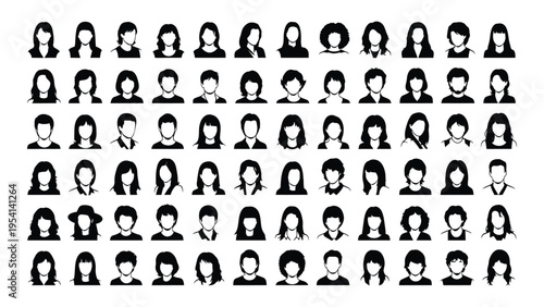 A large group of diverse people with different hairstyles and expressions