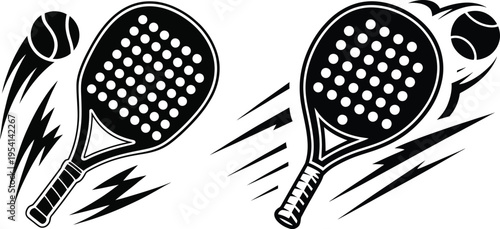 Padel tennis rackets and ball motion blur illustration, sports action