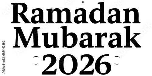 ramadan kareem elegant calligraphy text with crescent moon symbol, black brush script lettering isolated on white background for islamic holy month greeting cards, posters and banner design. 