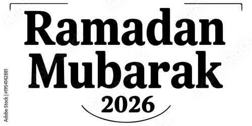 ramadan kareem elegant calligraphy text with crescent moon symbol, black brush script lettering isolated on white background for islamic holy month greeting cards, posters and banner design. 