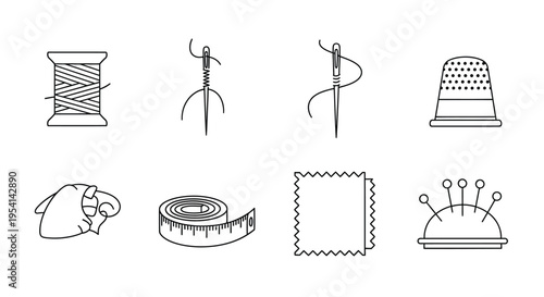 Sewing tools and materials arranged on a table for fashion design.