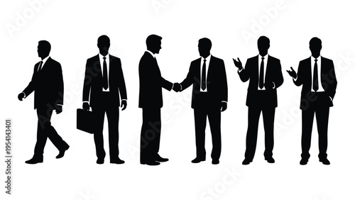 Silhouettes of businessmen in various poses