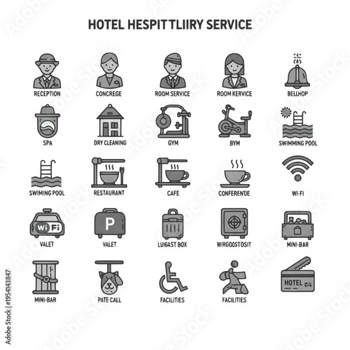 Hotel Services Icons Set