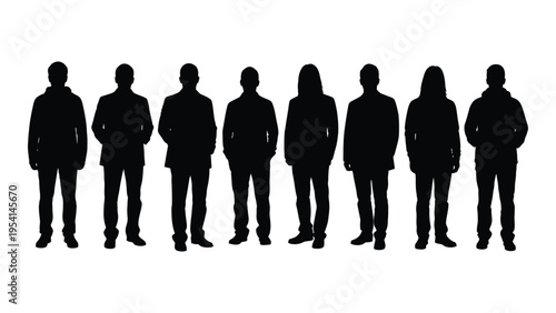 Seven anonymous people standing in a line