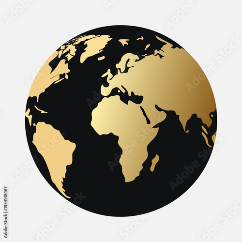 Golden World Globe Earth Map Icon